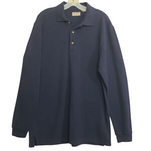 Natural Issue Men's Long Sleeve, Collared Navy Pullover, Size Large Tall